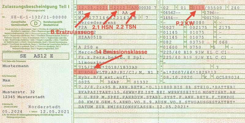 Fahrzeugschein Muster